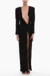 Monot Long Sleeved Maxi Dress With Deep Neckline