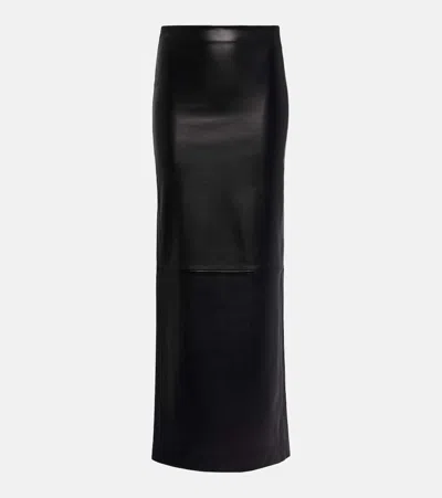 Monot Low-rise Leather Maxi Skirt In Black