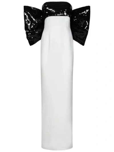 MONOT MAXI WHITE CREPE STRAPLESS DRESS