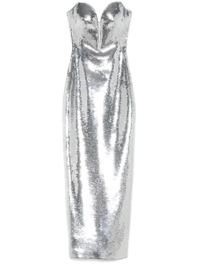 MONOT SILVER SEQUINNED GOWN