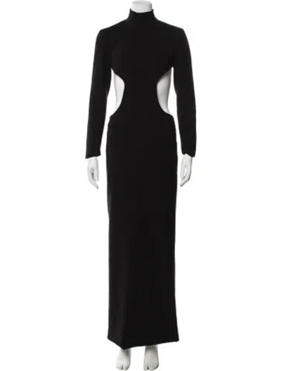 Pre-owned Monot Mock Neck Long Dress In Black