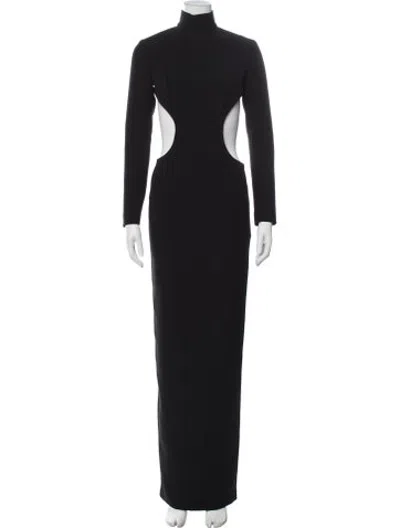 Pre-owned Monot Mock Neck Long Dress In Black