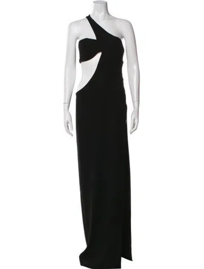 Pre-owned Monot One-shoulder Long Dress In Black