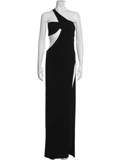 Pre-owned Monot One-shoulder Long Dress In Black