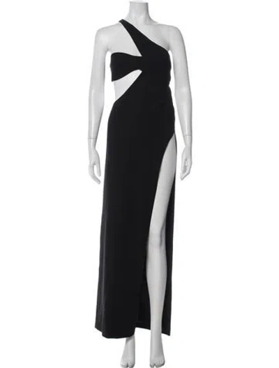Pre-owned Monot One-shoulder Long Dress In Black