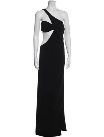 Pre-owned Monot One-shoulder Long Dress In Black