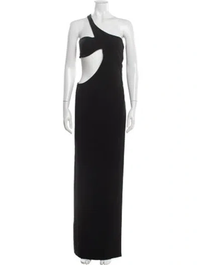 Pre-owned Monot One-shoulder Long Dress In Black