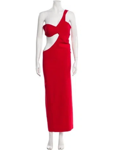 Pre-owned Monot One-shoulder Long Dress In Red