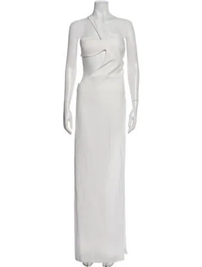 Pre-owned Monot One-shoulder Long Dress In White