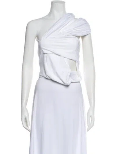 Pre-owned Monot One-shoulder Sleeveless Crop Top In White