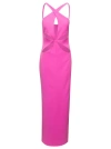 Monot Pink Halterneck Petal Cutout Dress In Polyester Woman In Pink