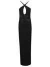 Monot Pre Cut Out Detail Silk Crepe Long Dress