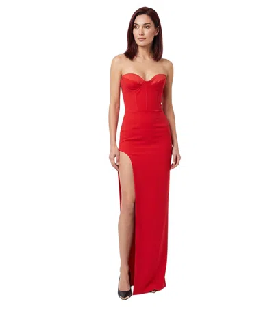Monot Red Sweet Heart Neck Maxi Dress