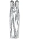 Monot Sequinned Bustier Midi Dress In Silver