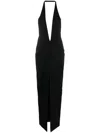 Monot Crepe De Soie Longue Robe In Black