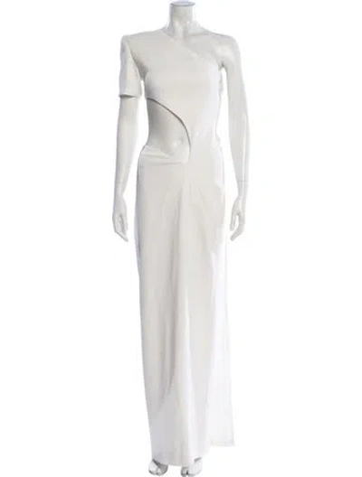 Pre-owned Monot Silk Long Dress In White