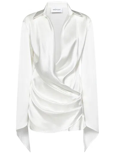 Monot Mônot Silk Satin Wrap Mini Dress