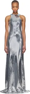 Monot Silver Tank Top Sequin Maxi Dress In Silver