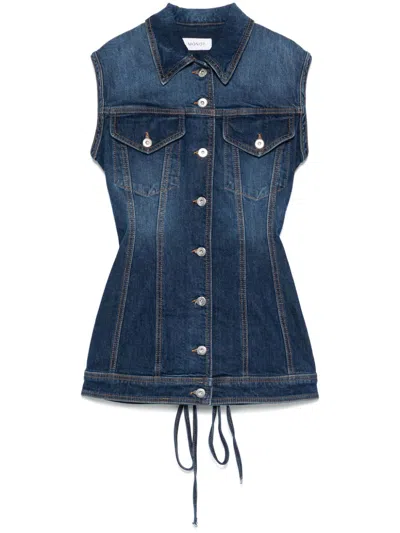 Monot Sleeveless Denim Mini Dress In Blue