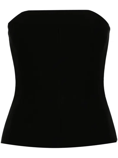Monot Strapless Crepe Bustier Top In Black