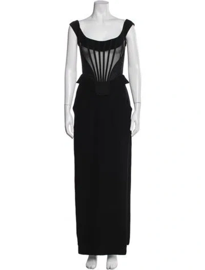 Pre-owned Monot Square Neckline Long Dress In Blue