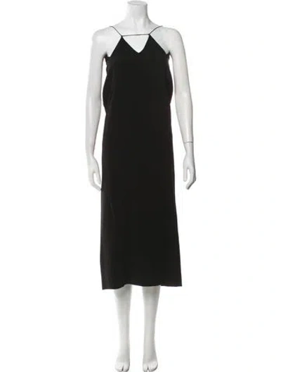 Pre-owned Monot Square Neckline Midi Length Dress In Black