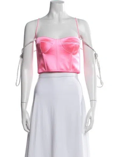 Pre-owned Monot Square Neckline Sleeveless Crop Top In Pink