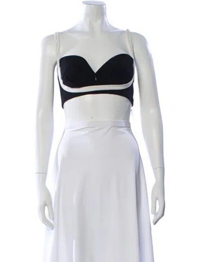 Pre-owned Monot Strapless Crop Top In Blue