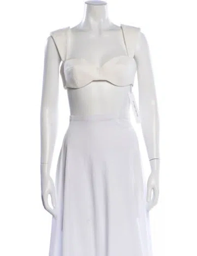 Pre-owned Monot Strapless Crop Top In White