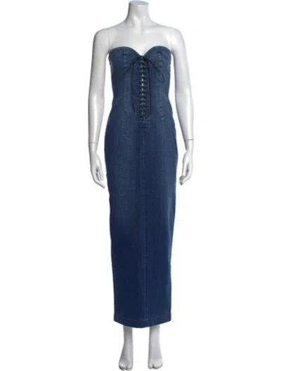 Pre-owned Monot Strapless Long Dress In Blue