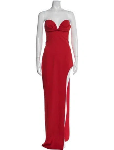 Pre-owned Monot Strapless Long Dress In Red