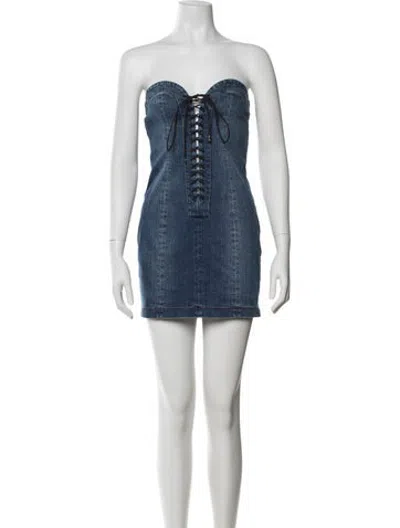 Pre-owned Monot Strapless Mini Dress W/ Tags In Blue