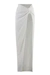 Monot Front Slit Gathered Maxi Length Skirt In White