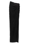 Monot Long Draped High-waisted Midi Skirt In Black