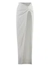 Monot Front Slit Gathered Maxi Length Skirt In White