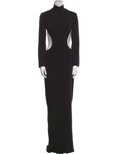 Pre-owned Monot Turtleneck Long Dress In Black