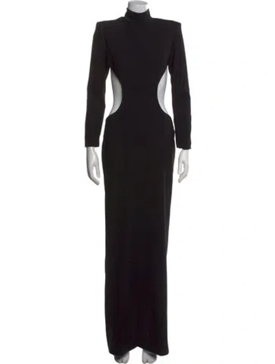 Pre-owned Monot Turtleneck Long Dress In Black