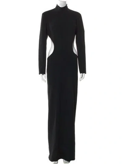 Pre-owned Monot Turtleneck Midi Length Dress In Black