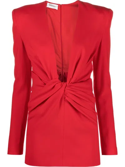 Monot U-neck Twist-detail Minidress In Red