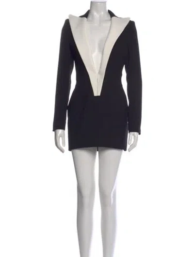 Pre-owned Monot V-neck Mini Dress In Black