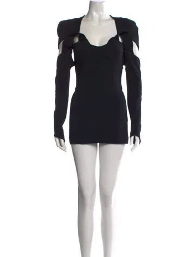 Pre-owned Monot V-neck Mini Dress In Black