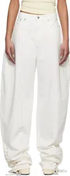 Monot White Baggy Laced Up Jeans In White