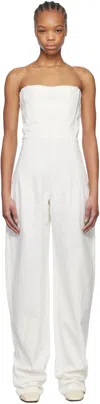 Monot Strapless Denim Jumpsuit In White