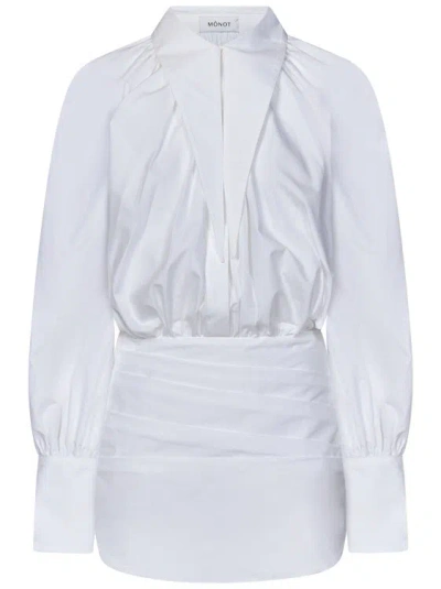 Monot White Cotton Poplin Shirt Dress