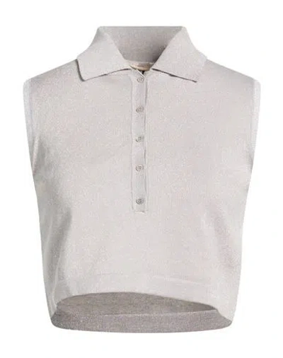 Monot Mônot Woman Sweater Light Grey Size 6 Rayon, Polyester, Polyamide, Elastane In Gray