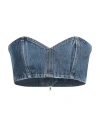 Monot Blue Solid Strapless Top In Blue