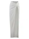 Monot Front Slit Gathered Maxi Length Skirt In White