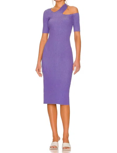 Monrow 2 Tone Sweater Dress With Cut Out Sweater In Aster Purple