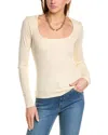 Monrow 90's Rib Long Sleeve Top In Off White In White