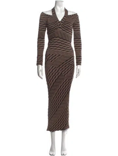 Pre-owned Monrow Animal Print Long Dress In Brown